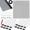Yaocom 4 Pack Window Screen Kit Aluminum Frame with Corners, Spline, Springs, Pull Tabs, Screen Mesh and Rolling Tool (48'' X 48'')