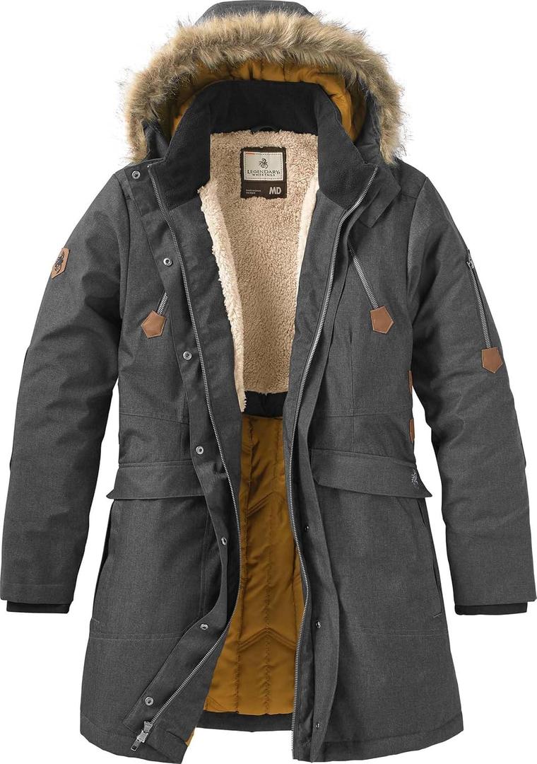 Legendary Whitetails Womens Parka with Hood Water Resistant Shell Polyfill Insulated Winter Coat (Large, Dark Coal Heather)
