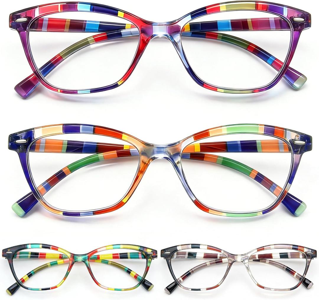 HEEYYOK 2.0X Reading Glasses Women Small Face 4-Pack Colorful Reader For Womens Cheaters Reading Ladies Lightweigth Flexible Spring Hinge