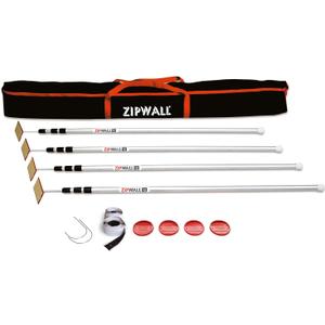 ZIPWALL SLP4 12 Foot Spring Loaded Dust Barrier Poles (Pack of 4), 4 Pack, Silver, 4 Count