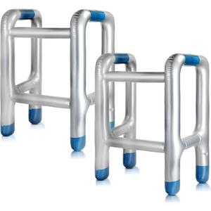 2 Pcs Inflatable Walker Blow Up Toy Inflatable Walker PVC Folding Blow Up Cane Funny Old Age Costume Accessories Dress up for 100th Day of School Halloween Retirement Party Decorations
