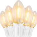 Vintage C9 LED Christmas Lights Outdoor, 50Ft C9 String with 50 Shatterproof Colorful Bulbs, Waterproof Connectable Christmas Tree Lights for Roofline Holiday Garden Party Xmas Decorations