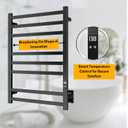 8-Bar Electric Heated Towel Warmer, Fast Heating with Auto Shut-Off Timer, Matte Black Finish, Wall-Mounted Spa Towel Heater, Hardwired or Plug-in Options