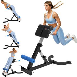 Roman Chair,Foldable Back Extension Machine,Adjustable Ab Back Extension Machine,Core Strength Trainer,Back Exercise Machine for Glute,Ab Workouts,Full All-in-One Body Workout&Home Gym FitnessBlue