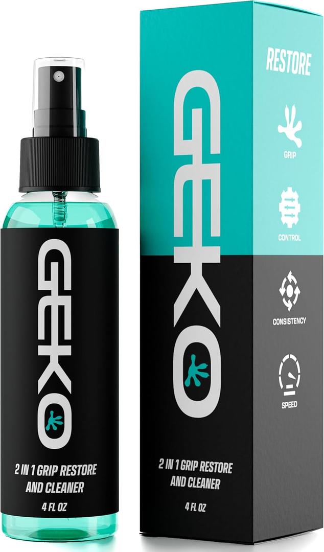 Geko 2 in 1 Grip Restore and Cleaner - #1 Sport Cleaner Formulated for Grip - Grip Spray for Golf, Football, Baseball, Basketball, Soccer, Tennis, Pickleball, Volleyball - Removes Dirt And Oil (4 Fl Oz (Pack of 1))