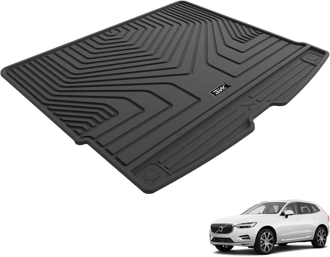 3W Cargo Liner Fit Volvo XC60 2018-2024 2025 TPE All Weather Custom Fit Volvo XC60 Tunk Mat Accessories Black