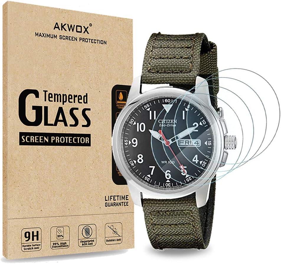 (Pack of 4) Tempered Glass Screen Protector for Citizen BM8180-03E, Akwox [0.3mm 2.5D High Definition 9H] Premium Clear Screen Protector for Citizen BM8180-03E