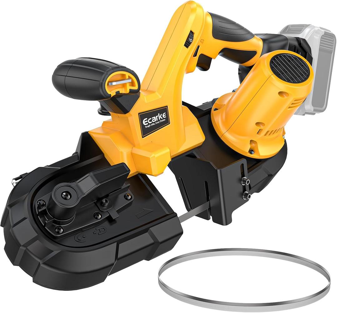 Cordless Portable Band Saw, 2-1/2 Cutting Capacity, Ecarke 20V Brushless Band Saw Compatible with DeWalt 20V Batteries (Not Included), 6-Speed Variable Handheld Bandsaw for Metal & Pipe Cutting