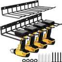 Power Tool Organizer - 4 Drill Holder Wall Mount Tool Rack, Metal Shelf for Cordless Drills, Sanders, and More - Compact Storage Solution for Workshop, Garage, or Home Use (1 pack)