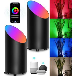 SUNVIE 2 Pack Smart Floor Can Light 5W RGBW Color Changing Uplighting Indoor Uplights 2700K-6500K Up Lights Indoor Floor Spotlight for Plant Corner Wall Artwork, APP Control Alexa & Google Home, Black