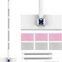 Snap Grip Mini Mop with 6 Washable Pads, Dust Mop Household Items for Wall Window Ceiling, Lazy Dry Wet Mops for Floor Cleaning for Home Kitchen Bathroom, Zero-Touch Flat Floor Mops with 47" Handle