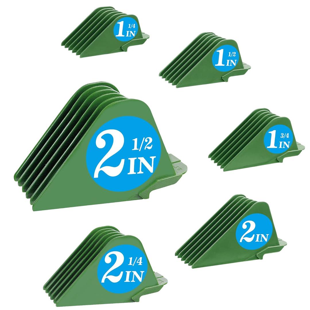 Clipper Guards Compatible with Wahl 10 12 14 16 18 20 Hair Clipper Guards 6pcs Extra Long Clipper Guard Attachments 2.5 Inch Clipper Guides Multiple Sizes Universal 2.5", 2.25", 2", 1.75", 1.5", 1.25" (Green)