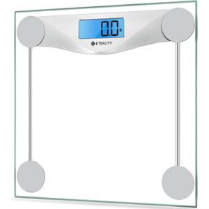 Etekcity Digital Body Weight Bathroom Scale, Large Blue LCD Backlight Display, High Precision Measurements,6mm Tempered Glass, 400 Pounds (Silver)