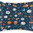 Satin Pillowcase for Hair and Skin Cartoon Baseball Football Sport Soft Silk Pillow Case with Envelope Closure Cooling Pillow Cases Slip Standard Size Pillow Cover for Women Men Kids Boys Girls 20x26
