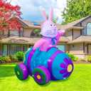 AJY 4Ft Easter Inflatables Bunny Decorations with LED LightsHappy Easter Bunny Blow Up Yard Indoor Outdoor Holiday Decor