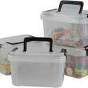 Teyyvn Plastic Mini Latch Box, Storage Bin with Locking Lids(Pack of 4, 2 L, Clear)