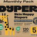 DYPER Monthly Pack Baby Diapers Size 5 (27+ lbs) 120 Count - Leak-Proof & Plant Based, Hypoallergenic and Ultra Absorbent Size 5 Diapers for Day and Overnight Skin Protection  