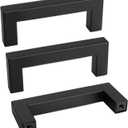 Goldenwarm 2Pack Black Square Bar Cabinet Pull Drawer Handle Stainless Steel Modern Hardware for Kitchen Bathroom Cabinets Cupboard,Center to Center 3in (76mm) Modern Matte Black Drawer Pulls