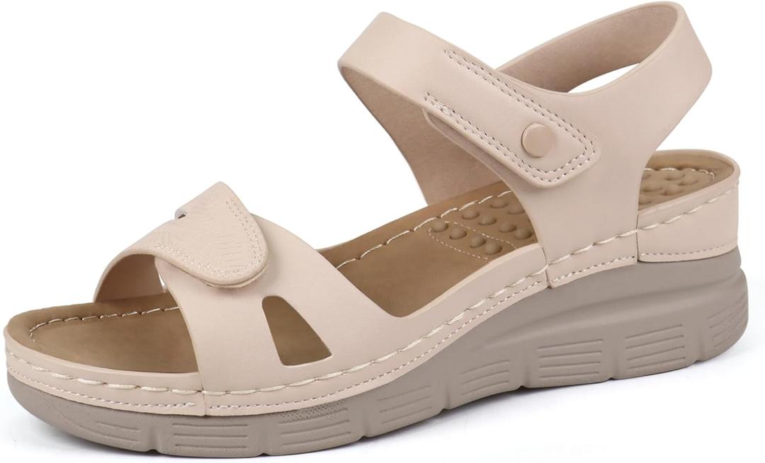 Ortho + Rest Women Arch Support Walking Sandals Comfortable Orthotic Sandals (8, Beige)