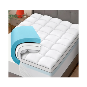 Dual Layer 4 Inch Memory Foam Mattress Topper Queen Size - 2 Inch Cooling Gel Memory Foam & 2 Inch Thick Pillow Top Mattress Pad Cover - 60x80 Inch