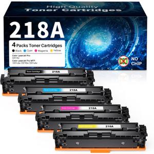 218A 4 Pack High Yield Toner Cartridges Replacement for HP 218A W2180A 218X Works with Color Laserjet Pro 3201dw MFP 3301cdw 3301fdw 3301sdw Printer B/C/M/Y | HP 218A Toner Cartridges(NO CHIP)