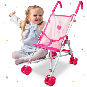 Anivia Baby Doll Collection Doll Stroller Heart Design Gifts for Toddlers and Girls Foldable Doll Stroller