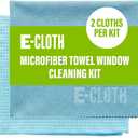 E-Cloth Window Cleaning Cloth Kit - Reusable Durable Towels, Washable & Long Lasting, Glass Cloth for Windows, Mirrors, Cars, Lenses & Screens, Streak Free Shine, Microfiber - Alaskan Blue