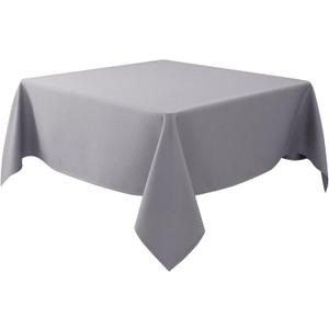 Biscaynebay Textured Fabric Square Tablecloths 60"x60", Silver Grey Water Resistant Table Cloth Small Card Folding Table Covers Linen for Dining, Kitchen, Wedding & Parties, etc. Machine Washable