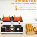 Commercial Waffle Pop Machine, Stainless Steel Waffle Skewer Maker with Nonstick Teflon, 1500W Adjustable Temp & Timer, 3-Grid Electric Waffle Ball Maker, for Snack Bars & Eateries