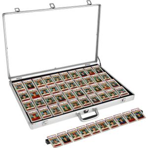 Sports Card Display Case Trade Show Display Case for TCG Pokemon Trading Cards and Jewelry Table Top Display Hold Upto 52 Slabs Made of Aluminum Acrylic Glass Anti Theft Lock Portable 34x22