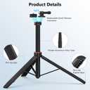 VRIG 64" OSMO Pocket 4/3 Selfie Stick Tripod for GoPro Camera,Extendable Tripod Stand with Quick Release 1/4" Screw for Insta360 X5/X4,DJI OSMO Action 6/5Pro/4/3,Osmo Nano,Go Pro Hero 13 12 11 10 9