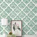 HeloHo Green Peel and Stick Wallpaper Floral Contact Paper Modern Self Adhesive Removable Boho Decorative Wallpaper for Cabinet Living Room Bathroom Decor Vinyl 17.3" X 118"