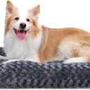 KSIIA Washable Dog Bed Deluxe Plush Dog Crate Beds Comfy Kennel Pad Anti-Slip Pet Sleeping Mat for Large, Jumbo, Medium, Small Dogs Breeds, 35" x 23", Dark Grey