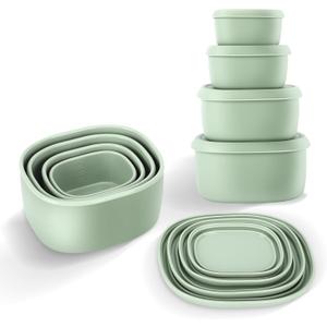 4Pcs Silicone Food Storage Containers with LidsBPA Free Reusable Silicone Storage Containers for Food Freezer Containers Freezer Dishwasher Safe (33.8oz, 20oz, 10oz, 6.7oz) (green)