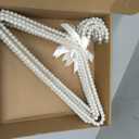5 Pack Pearl Hangers, Elegant Bride Hanger for Wedding Dress, Cute Bridesmaid Clothing Hangers with Ribbon Bowknot (White)