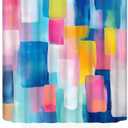 Colorful Watercolor Abstract Shower Curtain Blue Pink Teal Oil Painting Ombre Geometric Aesthetic Minimalist Modern Girls Women Bathroom Decor Curtain with Hooks,70Wx70L