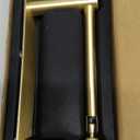 Adhesive Toilet Paper Holder Gold Double Post Pivoting Bathroom Toilet Tissue Holder Roll Holder Stick On No Drilling Stainless Steel and Zinc Alloy