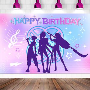 Singer Happy Birthday Party Backdrop Decorations, Magical Music Movie Theme Party Banners, Cartoon Birthday Party Photography Background Decorations Supplies