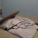 Masaca Oversized King Size Comforter 128x120,3 Pieces Vintage Taupe Ruched Bedding Comforter Set Lightweight Ultra Soft Shabby Boho Chic Bedding (1 Ruffle Comforter +2 Pillowcases)