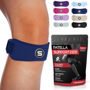 Sleeve Stars Swedish Brand Patellar Tendon Support Strap for Women & Men Effective Osgood Schlatter Knee Brace Youth & Kids Knee Brace with 3 Adjustable Length fits 7"-15" (Single/Navy Blue/Kids)