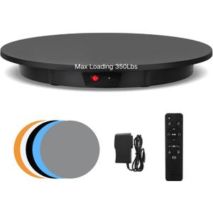 JAYEGT Motorized Rotating Display Stand, 350Lbs Load360 Degree Electric Rotating Potography Turntable for Products DisplayLive Show Remote Control +5 Colors Backgrounds (Black/23.6Inch/Wired)