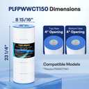POOLPURE PLFPWWCT150 Pool Filter Replaces PWWCT150, Ultral-B3, Clearwater II ProClean 150, 817-0150N, Unicel 8414, Filbur FC-1287, SD-00210, 150 Sq.ft Filter Cartridge (1 Pack)