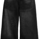 Womens Baggy Jeans Wide Leg Denim Pants Y2k 90s Vintage Hip Hop Loose Long Trousers Streetwear (XX-Large, H28 Black)