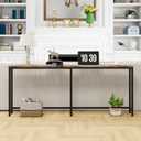 HOMERECOMMEND 70.8 Inch Console Table with USB Ports, Sofa Table with Charging Station, Narrow Entryway Table, Skinny Hallway Table,Rustic Brown