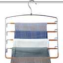 FeeraHozer Pants Hangers Non Slip 3 Pack Space Saving Hangers Multi-Layer Swing Arm Stainless Steel Space Saver Rack for Jeans Scarf Trouser Clothes (Gold)