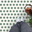 MORCART 20 Pack Peel and Stick Floor Tile, 7.87" x 7.87" Vinyl Flooring Waterproof, DIY Flooring for Bathroom, Kitchen, Fireplace, Pet House, Stairs, Bedrooms, Wall Green White (1542 green flowers+white bg)