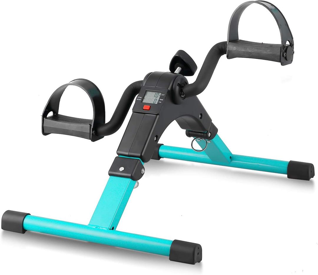 Folding Pedal Exerciser, Mini Under Desk Bike - Portable Foot Hand Cycle Peddler Machine Bicycle Exerciser for Arm Leg While Sitting