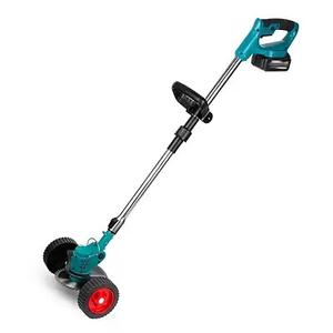 2 x Battery 6.0Ah Cordless Grass Trimmer Electric Weed Wacker with Wheels Grass Trimmer Kit, 48VF Blue Lawn Edger Mower Set Brush Cutter Li-ion Battery Operated for Garden Yard Pruning