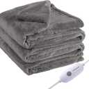 Electric Heated Blanket Full Size 72"x84", 5 Heating Levels & 10 Hours Auto Off, Single Control, Cozy Large Oversized, Cozy for Bed, Sofa, & Office, Machine Washable, Light Gray