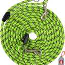 100FT Extra Long Dog Leash for Dog Training, Reflective Threads Check Cord Dog Leash, Heavy Duty Dog Lead for Large Medium Small Dogs Outside Walking, Playing, Camping, or Yard (100FT* 3/8 inch, Green)